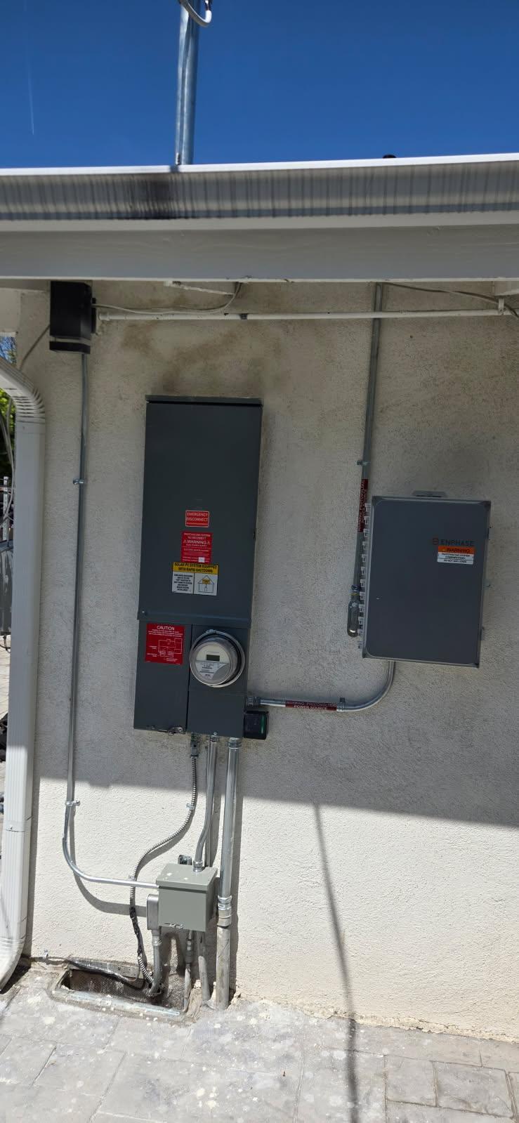 Electrical meter panel and solar inverter installation in Southern California